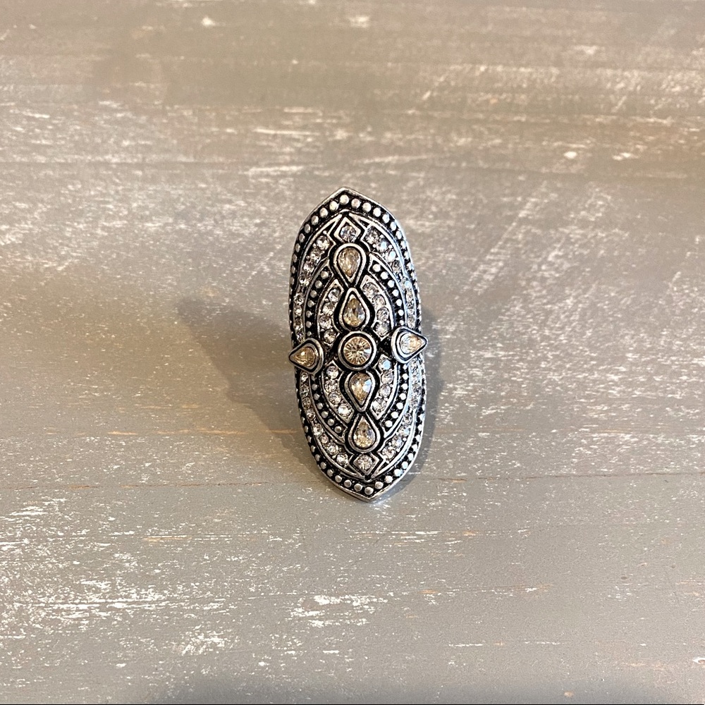 Silver Plated Yellow Cubic Zirconia Ring Size 7 NEW